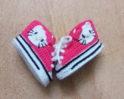 Hello kitty baby häkelschuhe - hello,